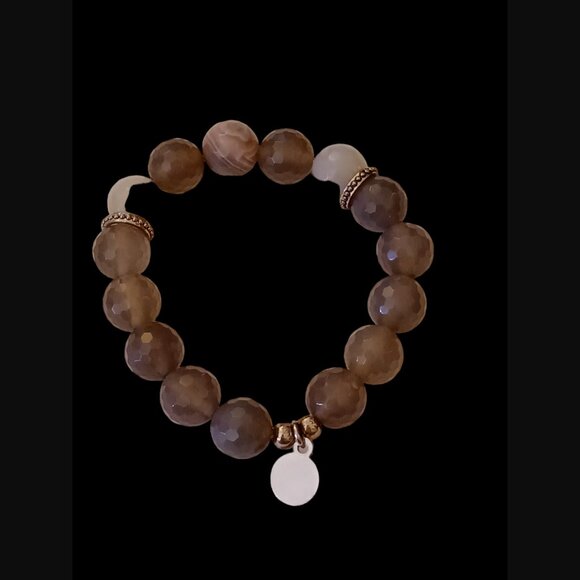 Mandy Moon Silver Tone Natural Stone Beaded Stretch Statement Bracelet - Picture 10 of 10